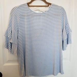 Blu Pepper stripped white/light blue tie back top